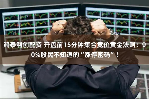 鸿泰利创配资 开盘前15分钟集合竞价黄金法则:90%股民不知道的“涨停密码”!